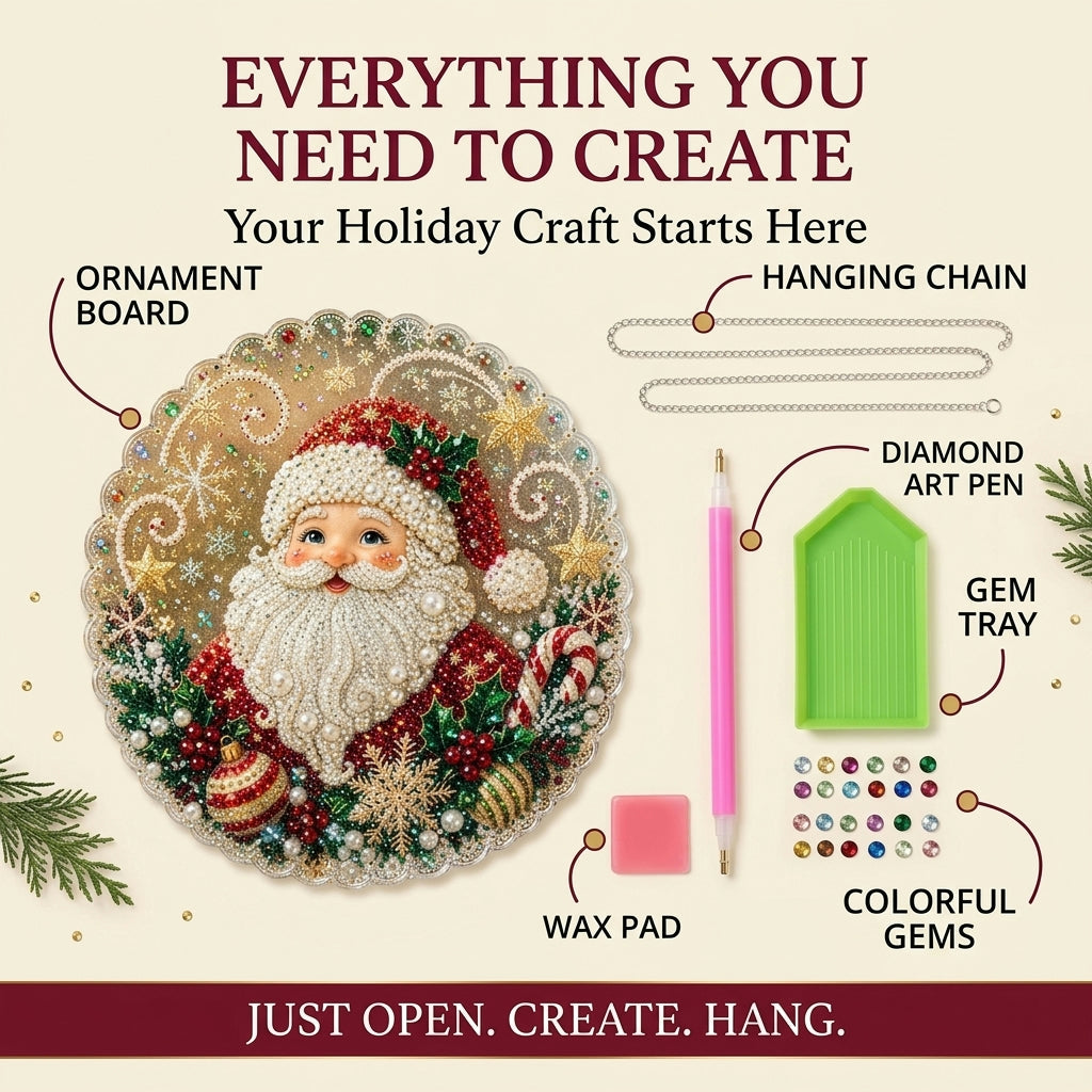 DIY Diamond Painting Santa Hanging Ornament Kit