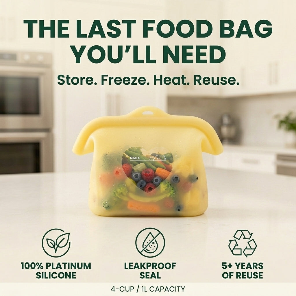 NurelaBag™ 4-Cup Reusable Silicone Food Storage Bag
