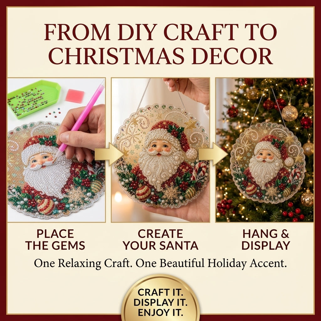 DIY Diamond Painting Santa Hanging Ornament Kit